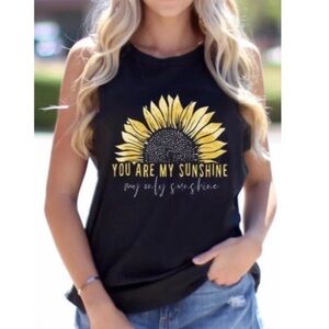 You Are My Sunshine Sunflower Black and Yellow Tank